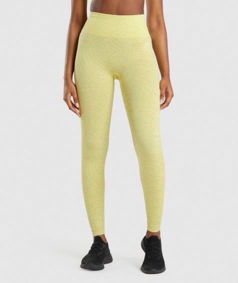 Women's Gymshark Adapt Animal Seamless Leggings Yellow | NZ 0AOZME